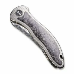 WEKNIFE Synergy2 Flipper Knife Titanium Integral Handle With Carbon Fibre Inlay (3.49" Heimskringla Damasteel Blade) 912CF-DS2 -WE KNIFE Sales weknife synergy2 flipper knife titanium integral handle with carbon fibre inlay 349 heimskringla damasteel blade 912cf ds2 571422