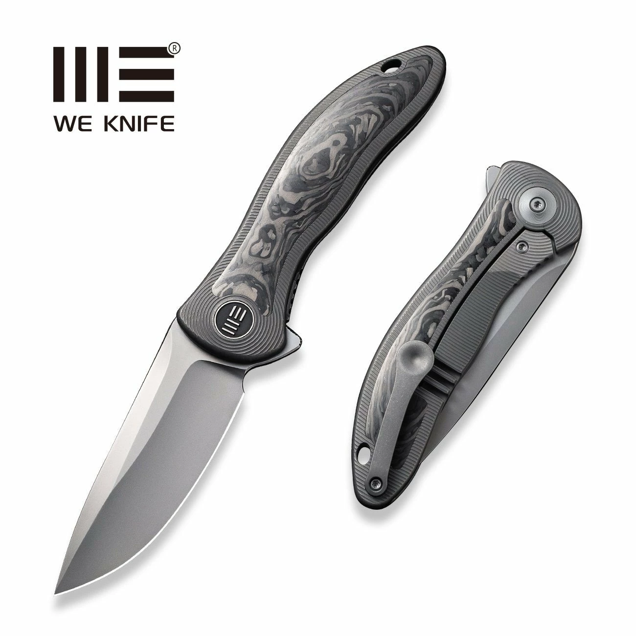 WEKNIFE Synergy2v2 Flipper Knife Titanium Handle With Carbon Fiber Inlay (3.49" CPM 20CV Blade) WE18046CF-1 3 WEKNIFE Synergy2v2 Flipper Knife Titanium Handle With Carbon Fiber Inlay (3.49" CPM 20CV Blade) WE18046CF-1
