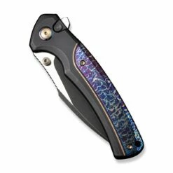 WEKNIFE Ziffius Flipper & Thumb Stud & Button Lock Knife Titanium Handle (3.7" CPM 20CV Blade) WE22024D-1 -WE KNIFE Sales weknife ziffius button lock knife black titanium handle with flamed titanium integral spacer 37 black stonewashed cpm 20cv blade satin flat we22024d 1 199050