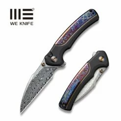 WEKNIFE Ziffius Flipper & Thumb Stud & Button Lock Knife Titanium Handle (3.7" Damasteel Blade) WE22024D-DS1