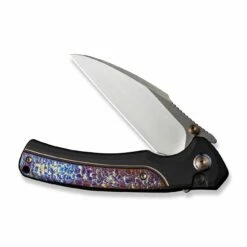 WEKNIFE Ziffius Flipper & Thumb Stud & Button Lock Knife Titanium Handle (3.7" CPM 20CV Blade) WE22024D-2 -WE KNIFE Sales weknife ziffius button lock knife black titanium handle with flamed titanium integral spacer 37 hand rubbed satin cpm 20cv blade we22024d 2 603759