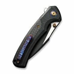 WEKNIFE Ziffius Flipper & Thumb Stud & Button Lock Knife Black Stonewashed With Etching Pattern Titanium Handle With Twill Carbon Fiber Integral Spacer (3.7" Black Stonewashed CPM 20CV Blade, Satin Flat) WE22024A-4 -WE KNIFE Sales weknife ziffius button lock thumb stud knife black stonewashed with etching pattern titanium handle with twill carbon fiber integral spacer 37 black stonewashed 897505